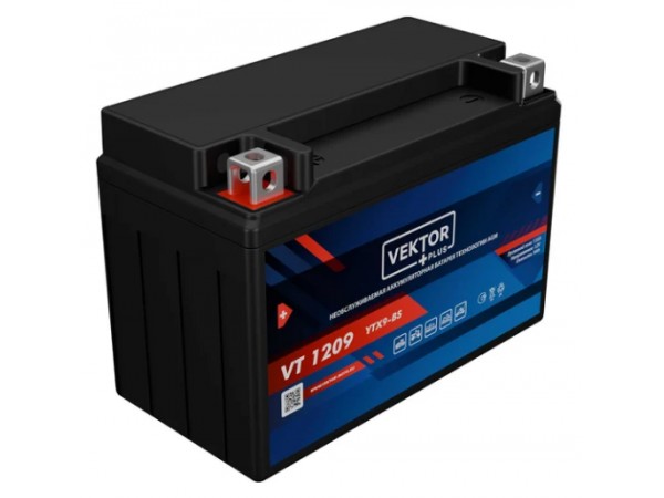 Купить  Аккумулятор 12в  9а (150/86/108) YTX9-BS СТ1209  (низкий) Vektor (шт) (VT 1209 купить с доставкой по Москве и России, цена, технические характеристики, комплектация фото  - motoserp.ru
