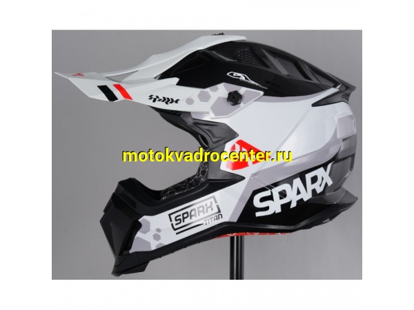 Купить  Шлем Кросс SPARX Raptor Titan серый/красный (черный/белый) глянцевый р-р XXL (шт) (CK купить с доставкой по Москве и России, цена, технические характеристики, комплектация фото  - motoserp.ru