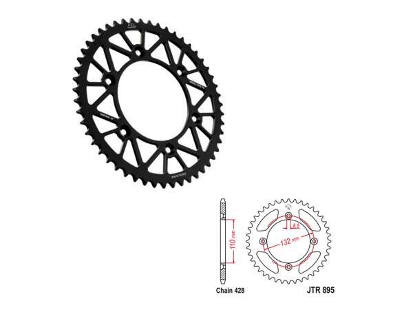 Купить  Звезда ведомая JTA895.48BLK (428-48) алюминиевая (черный) (шт) (Глад купить с доставкой по Москве и России, цена, технические характеристики, комплектация фото  - motoserp.ru