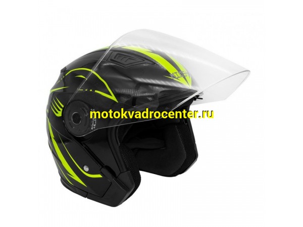 Купить  Шлем открытый  со стеклом KIOSHI 516 цвет черный/зеленый р-р (XL) (шт) (Regul 304173-16 купить с доставкой по Москве и России, цена, технические характеристики, комплектация фото  - motoserp.ru